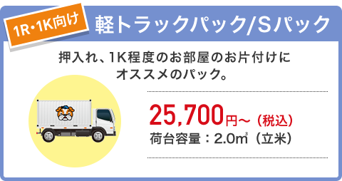 1R・1K向け 軽トラックパック Sパック